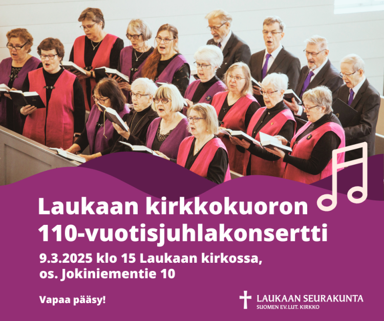 Kirkkokuoron juhlakonsertin mainoskuva.