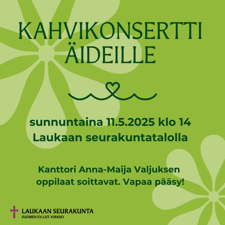 Kahvikonsertti äideille Äitienpäiväkonsertin mainoskuva.