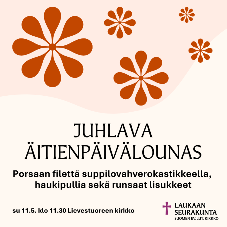 Juhlava äitienpäivälounas Juhlalounaan mainoskuva.
