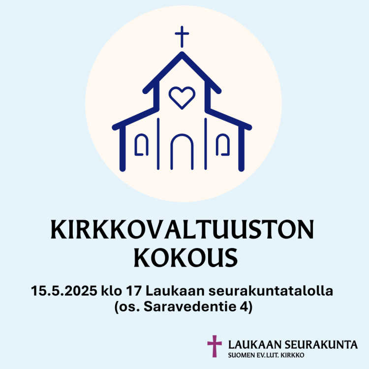 Kirkkovaltuuston kokous Kirkkovaltuuston kokouksen mainoskuva.