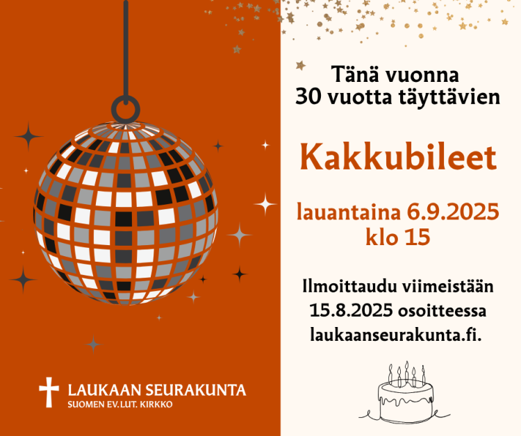 30-vuotiaiden Kakkubileet Kakkubileiden mainoskuva.