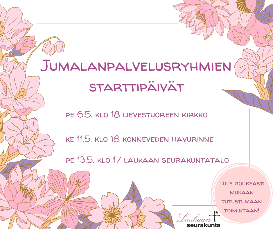 Jumalanpalvelusryhmien starttipäivä mainos