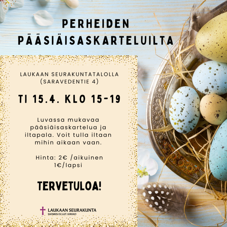 Pääsiäisaskarteluilta Pääsiäisaskarteluillan mainoskuva.