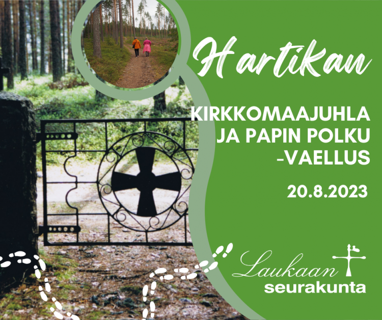 Hartikan kirkkomaajuhlan ja vaelluksen mainoskuva