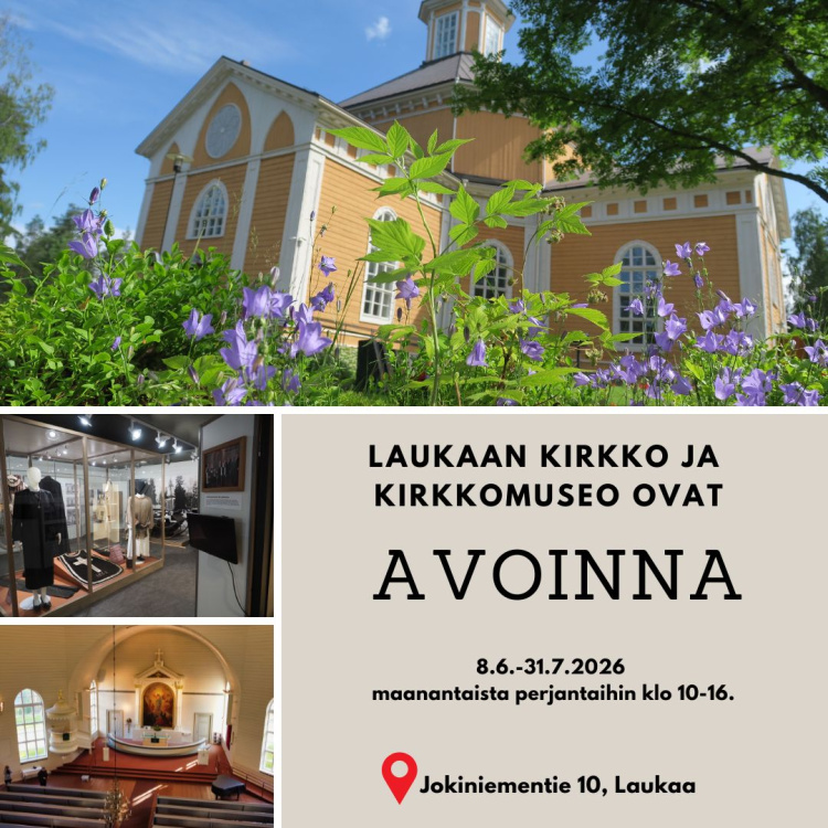 Kirkon aukiolon mainoskuva.