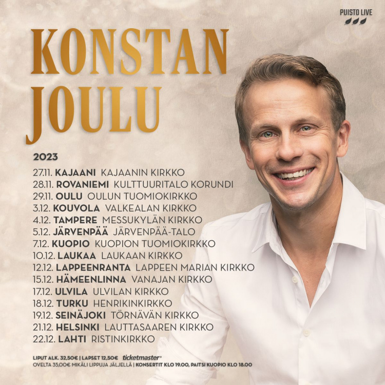 Konsta Hietasen joulukonserttikiertueen mainos