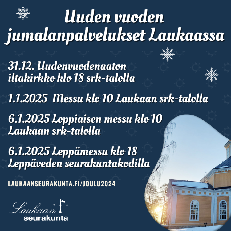 Uudenvuoden ja loppiaisen jumalanpalvelusten mainoskuva.