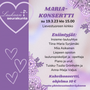 Maria-konsertti Lievestuoreen kirkossa 19.3.2023