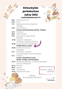kirkonkylän perhekerhon syksy 2022