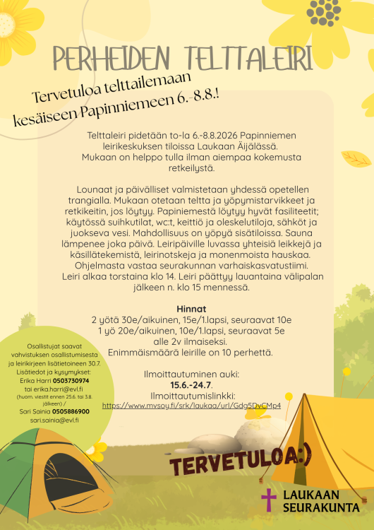 Telttaleirin mainoskuva.