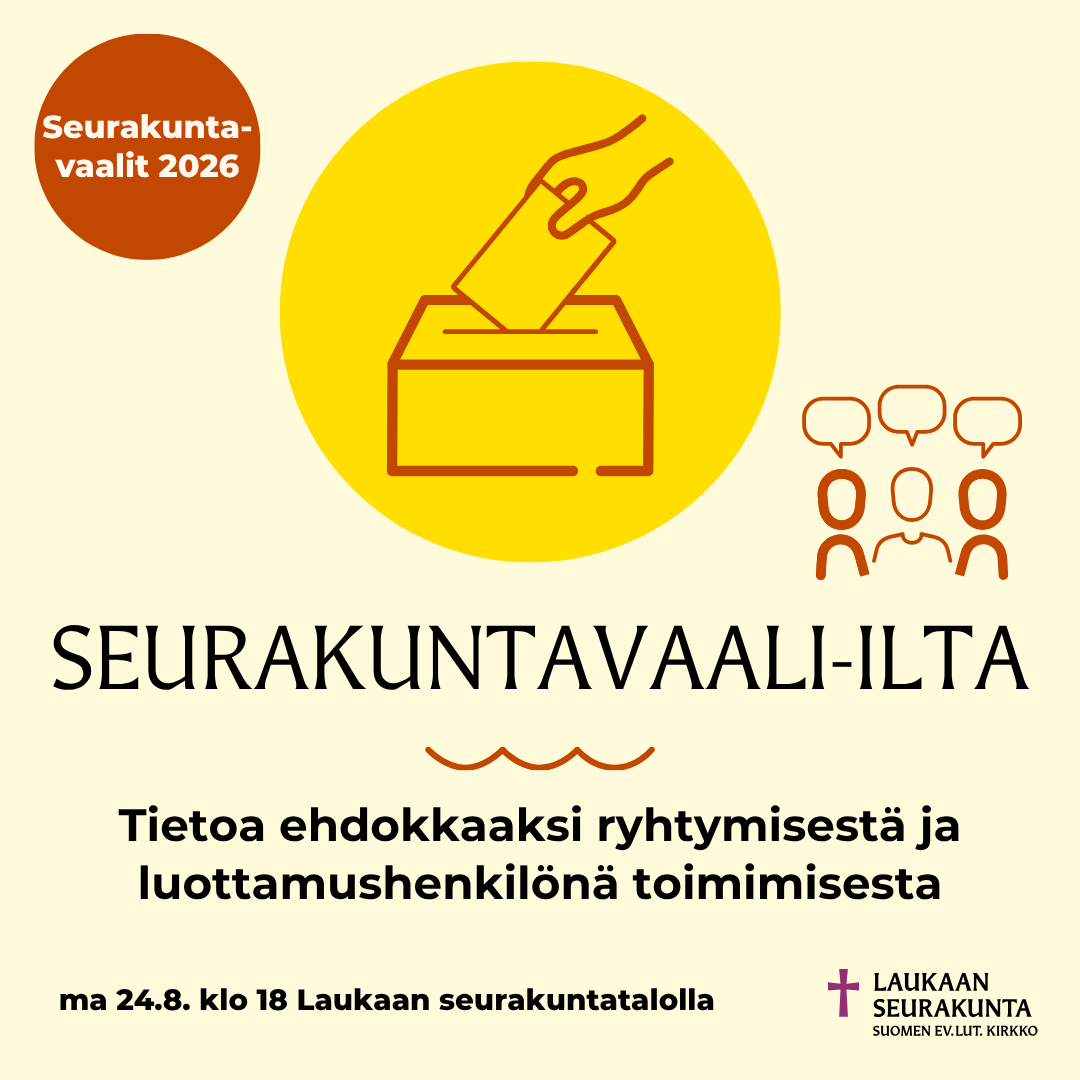 Seurakuntavaali-illan mainoskuva.