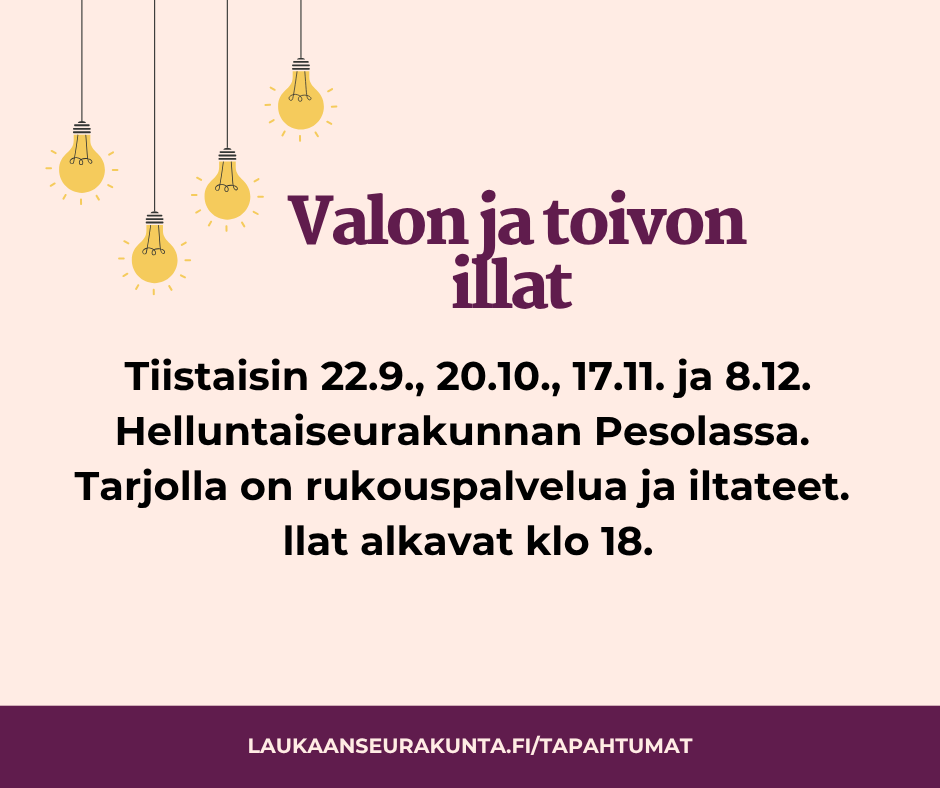 Valon ja toivon iltojen mainoskuva.